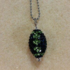Seahawks Pave Football Pendant with Ballchain Necklace